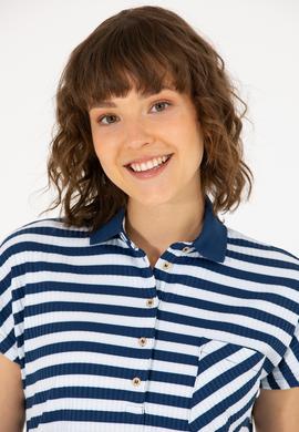 Kadın Lacivert Polo Yaka Tişört - 50263949005