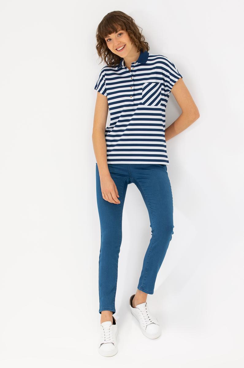 Kadın Lacivert Polo Yaka Tişört