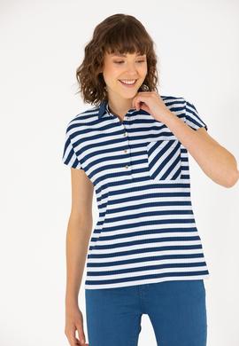 Kadın Lacivert Polo Yaka Tişört - 50263949005