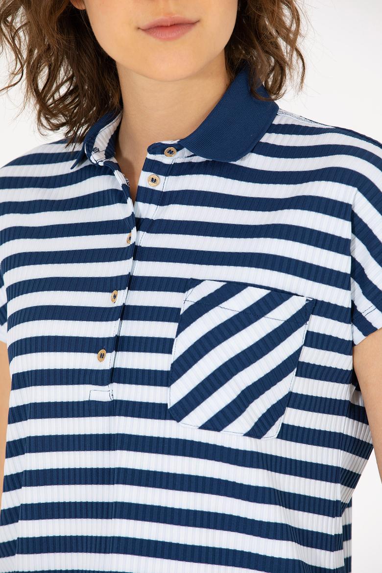 Kadın Lacivert Polo Yaka Tişört - 50263949005