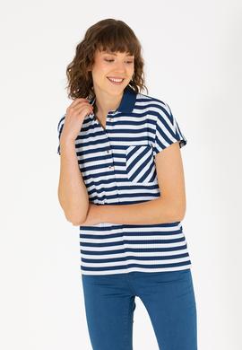 Kadın Lacivert Polo Yaka Tişört - 50263949005