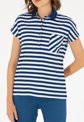 Kadın Lacivert Polo Yaka Tişört - 50263949005