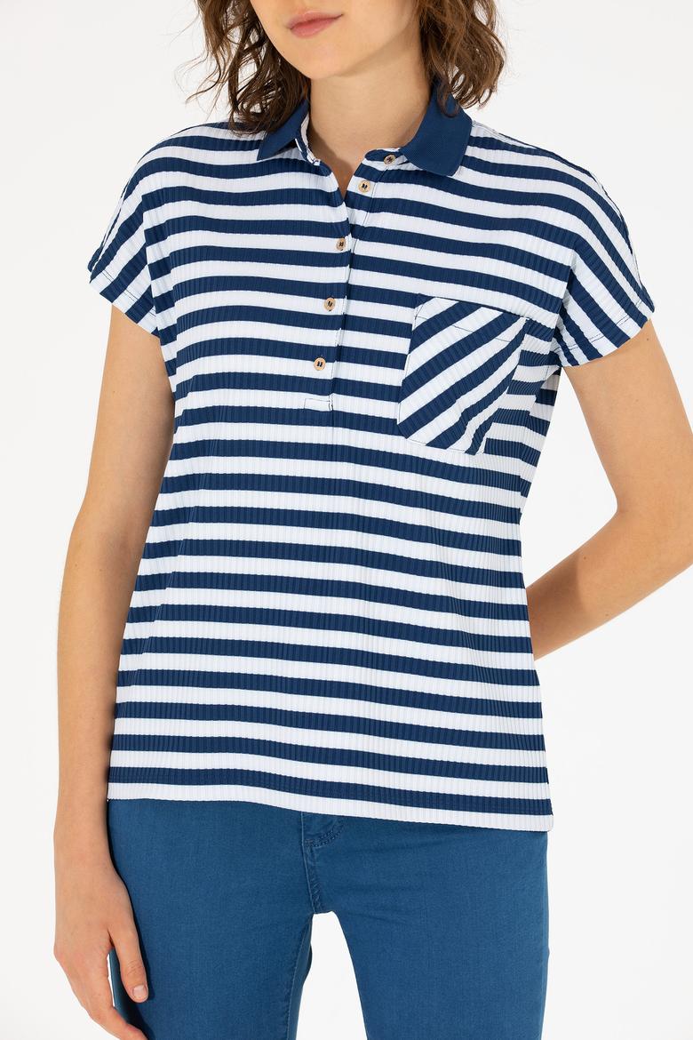 Kadın Lacivert Polo Yaka Tişört - 50263949005