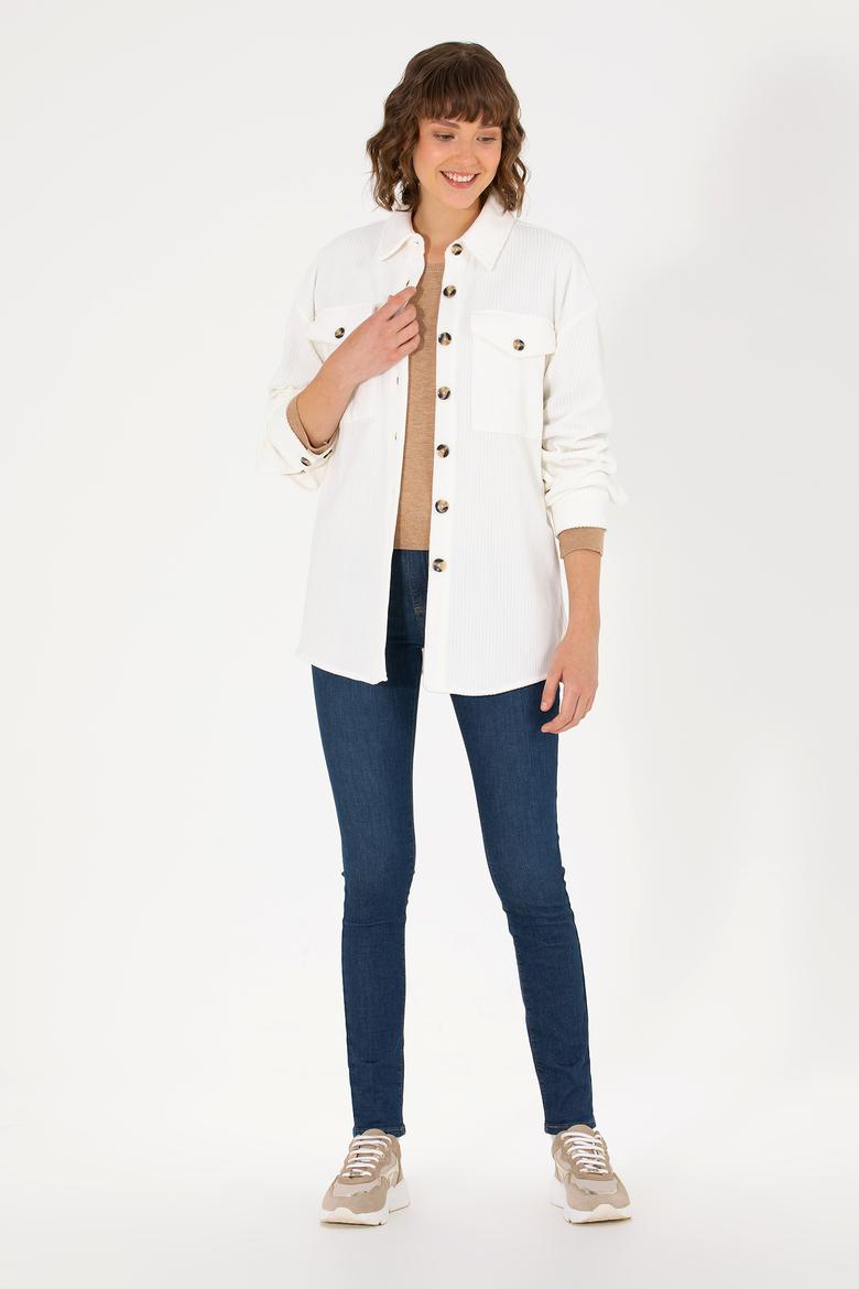 Kadın Ekru Örme Gömlek - 50264156005