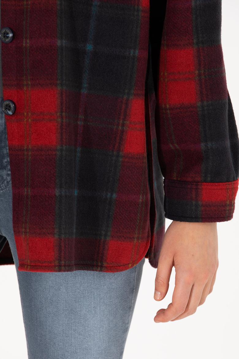 Kadın Vişne Oduncu Örme Gömlek - 50264157004