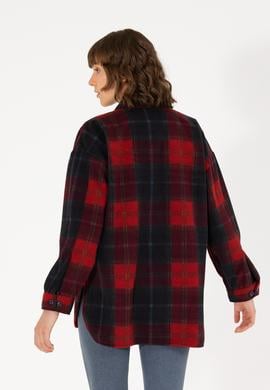 Kadın Vişne Oduncu Örme Gömlek - 50264157004