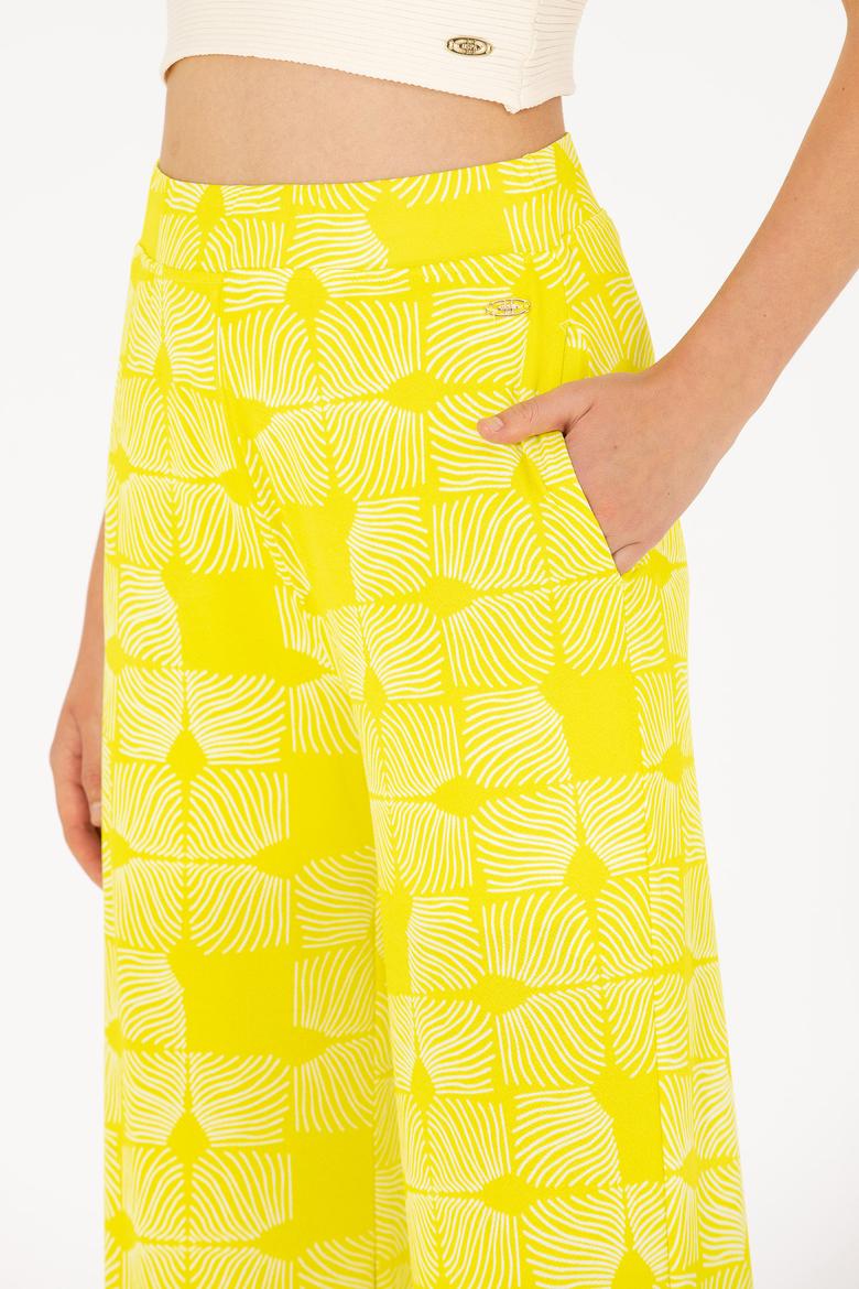 Kadın Neon Sarı Örme Pantolon - 50264674020