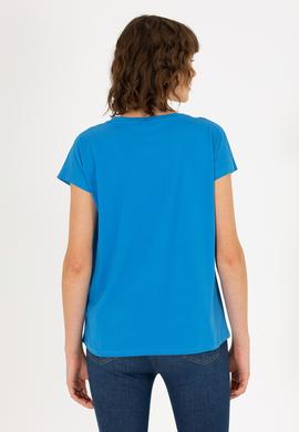 Kadın Saks V Yaka Tişört - 50266308007