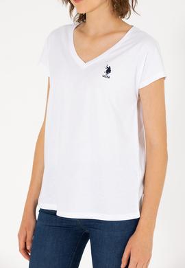 Kadın Beyaz V Yaka Tişört - 50266308103