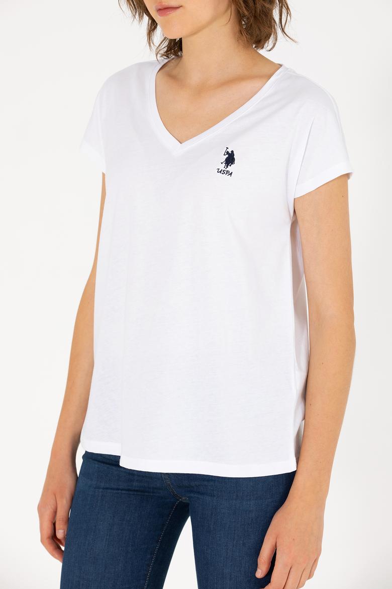 Kadın Beyaz V Yaka Tişört - 50266308103