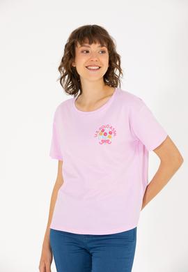 Kadın Manolya Bisiklet Yaka Tişört - 50266362021