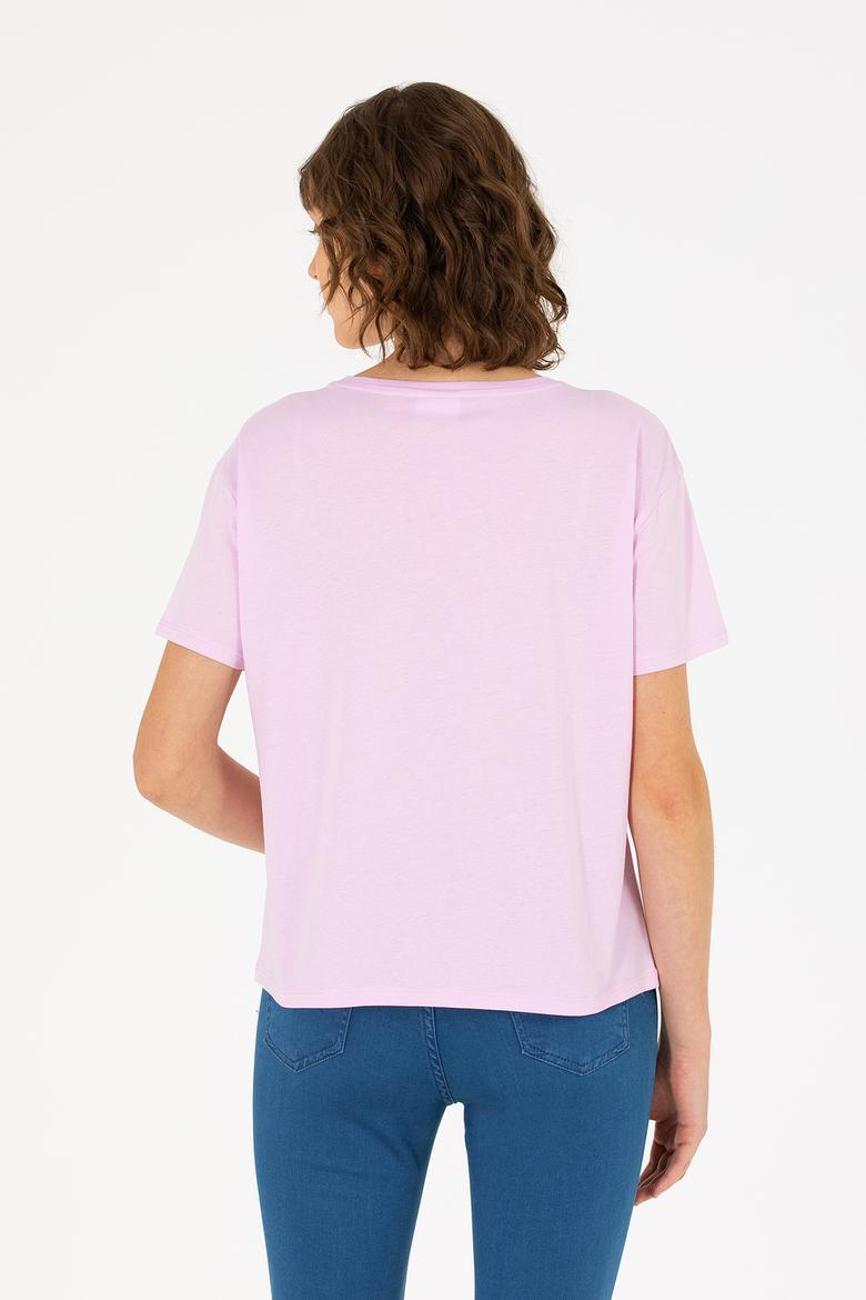 Kadın Manolya Bisiklet Yaka Tişört - 50266362021