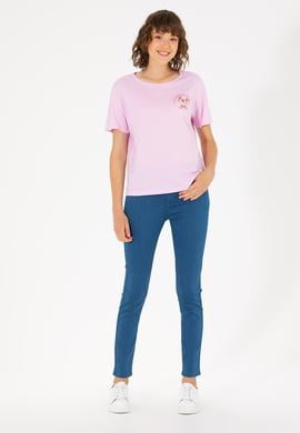 Kadın Manolya Bisiklet Yaka Tişört - 50266362021