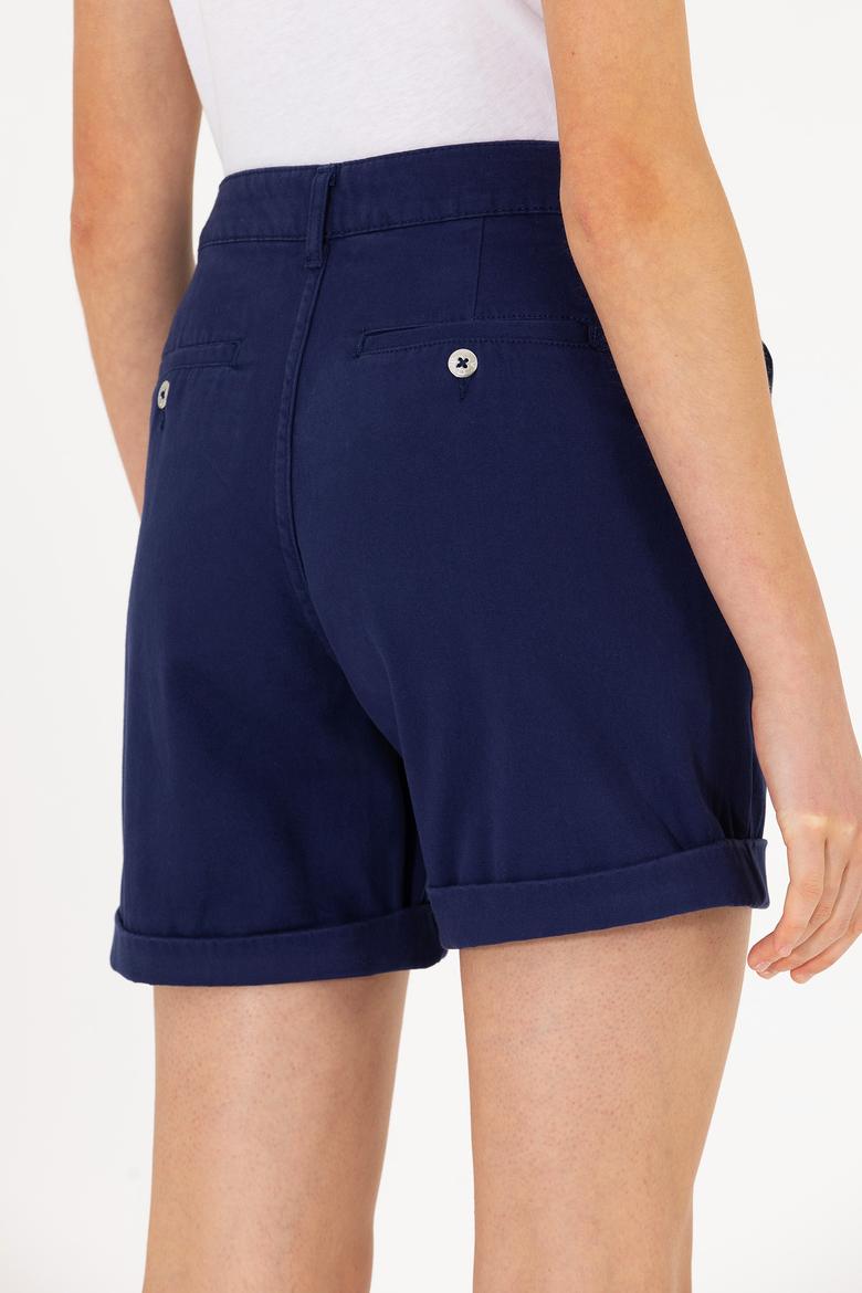 Kadın Lacivert Dokuma Şort - 50269071003