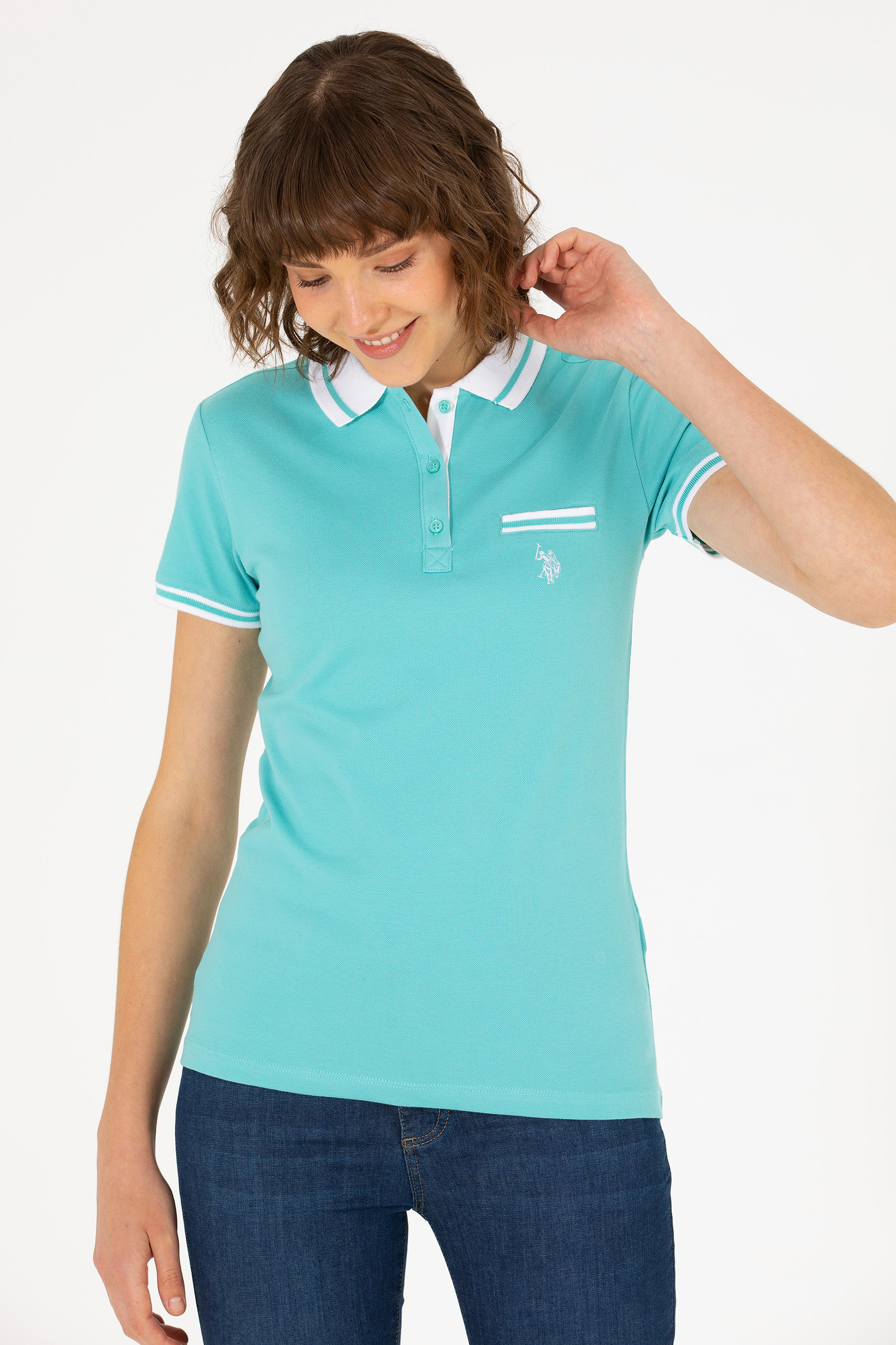 Kadın Mint Polo Yaka Tişört