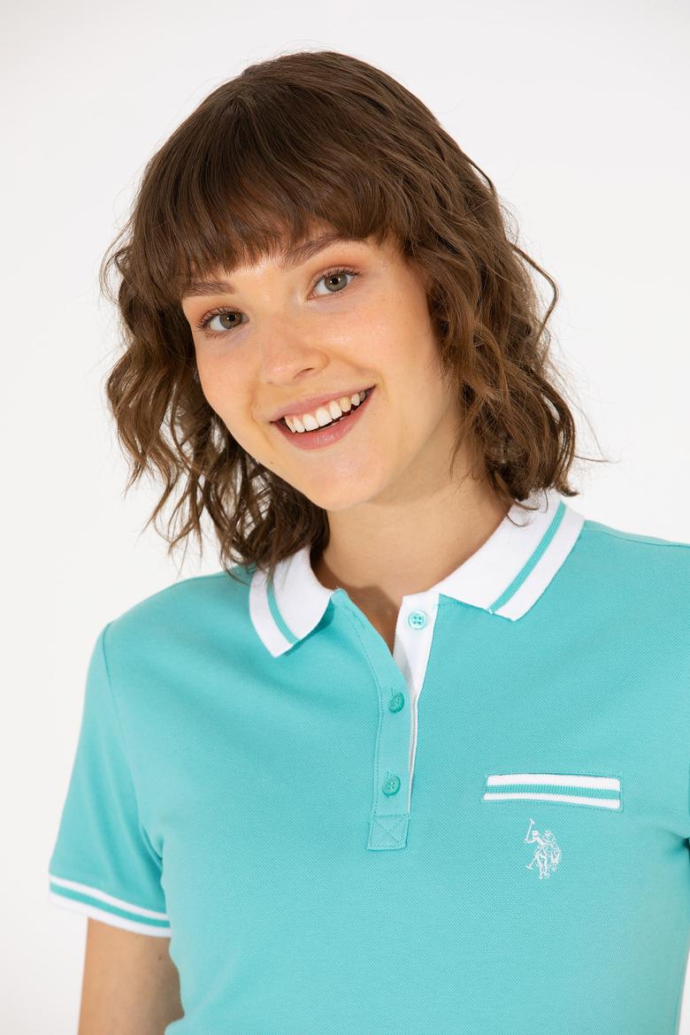 Kadın Mint Polo Yaka Tişört - 50271591022