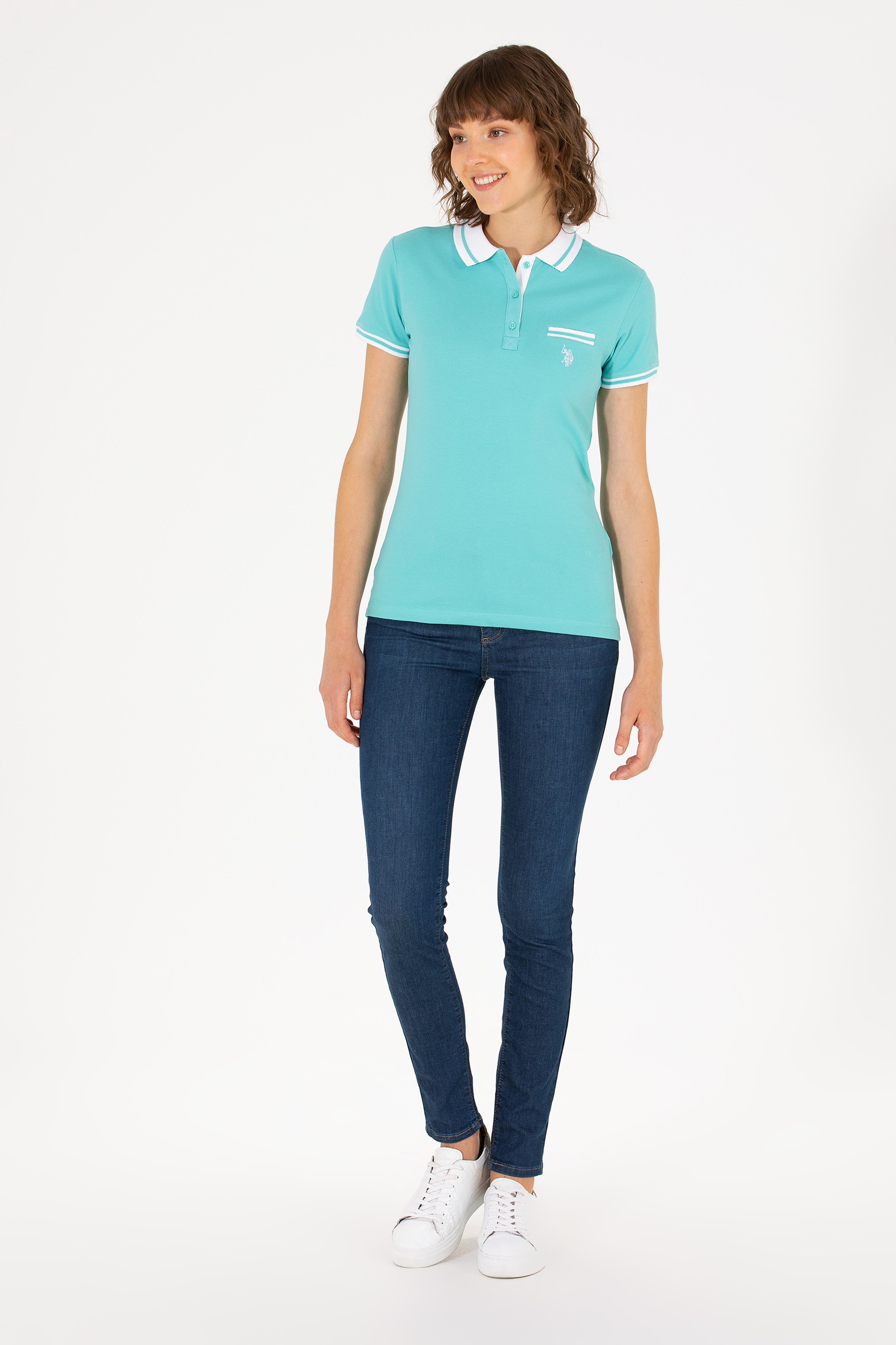 Kadın Mint Polo Yaka Tişört - Image 4