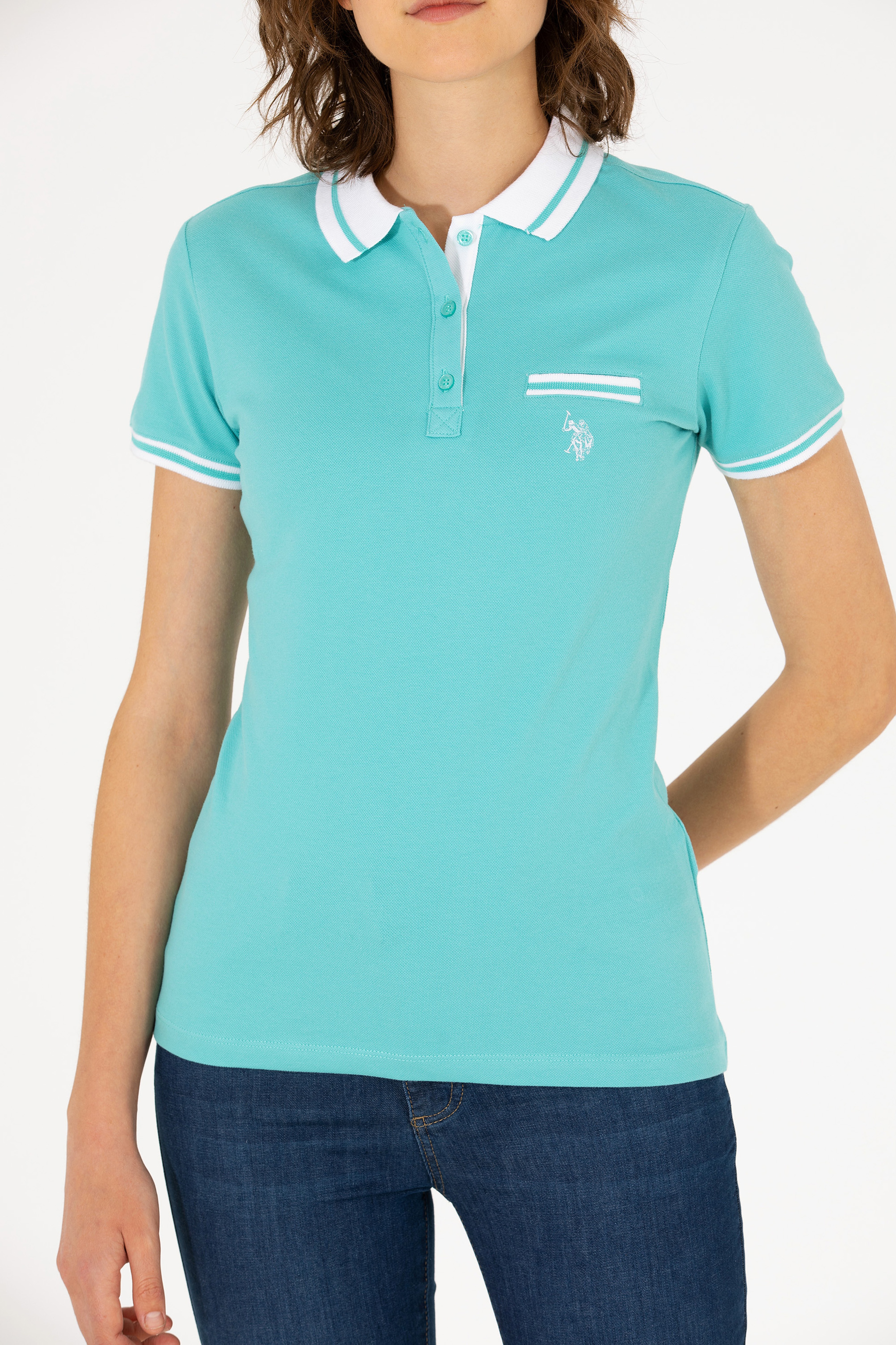 Kadın Mint Polo Yaka Tişört