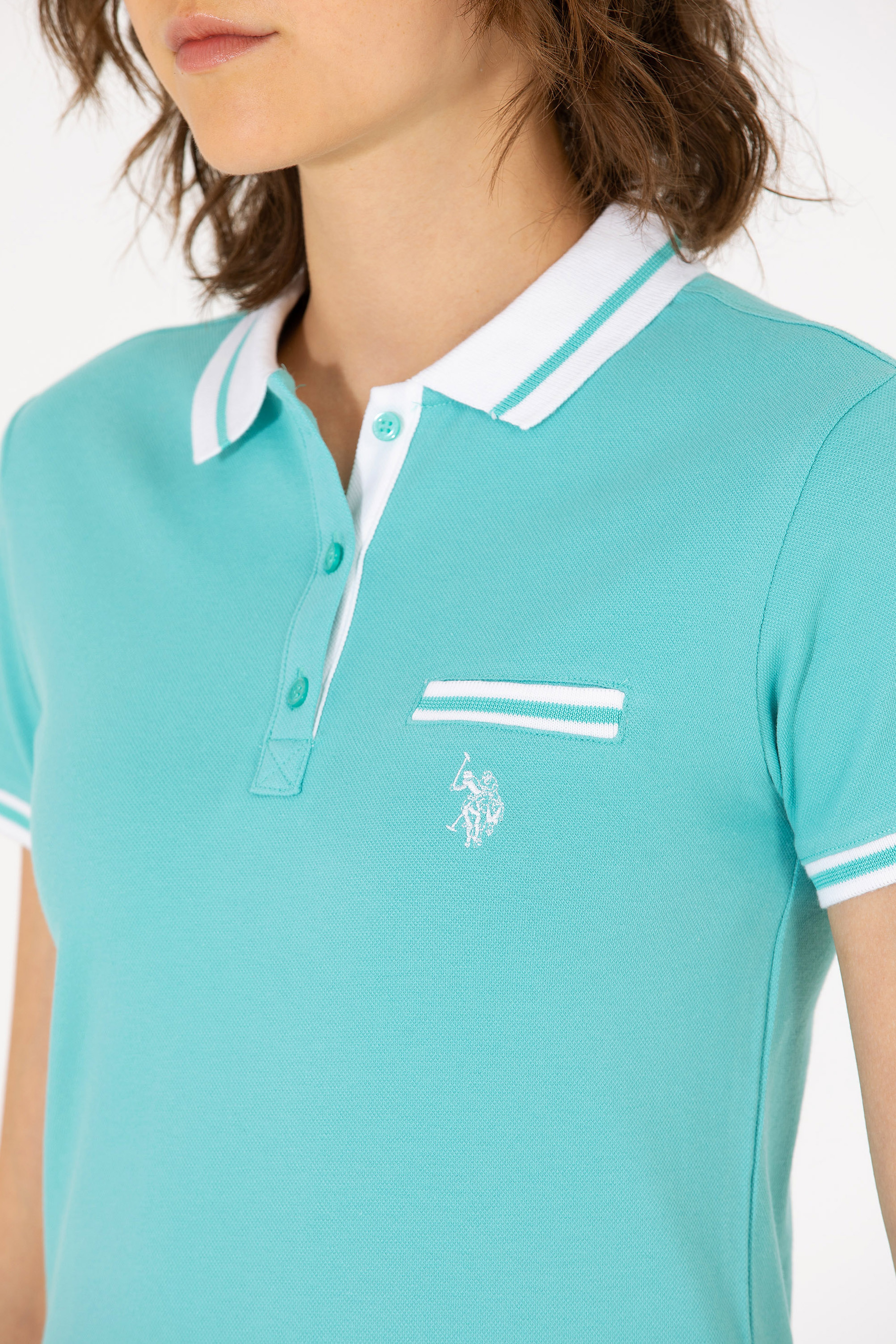 Kadın Mint Polo Yaka Tişört
