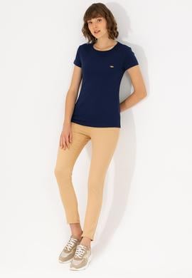 Kadın Lacivert Bisiklet Yaka Tişört - 50275812013