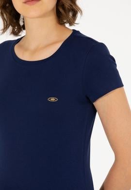 Kadın Lacivert Bisiklet Yaka Tişört - 50275812013