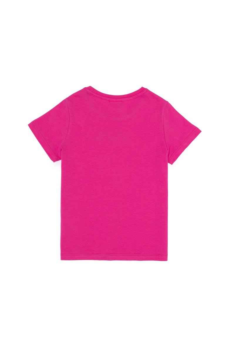 Çocuk Fuşya Bisiklet Yaka Tişört - 50265383004