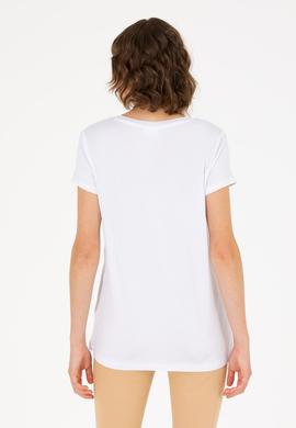 Kadın Beyaz V Yaka Basic Tişört - 50262610017