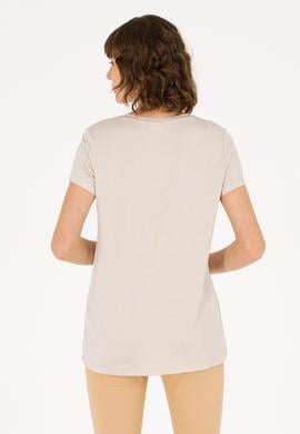 Kadın Taş V Yaka Basic Tişört - 50262610078