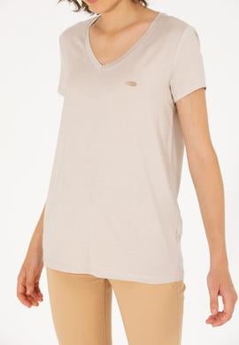 Kadın Taş V Yaka Basic Tişört - 50262610078
