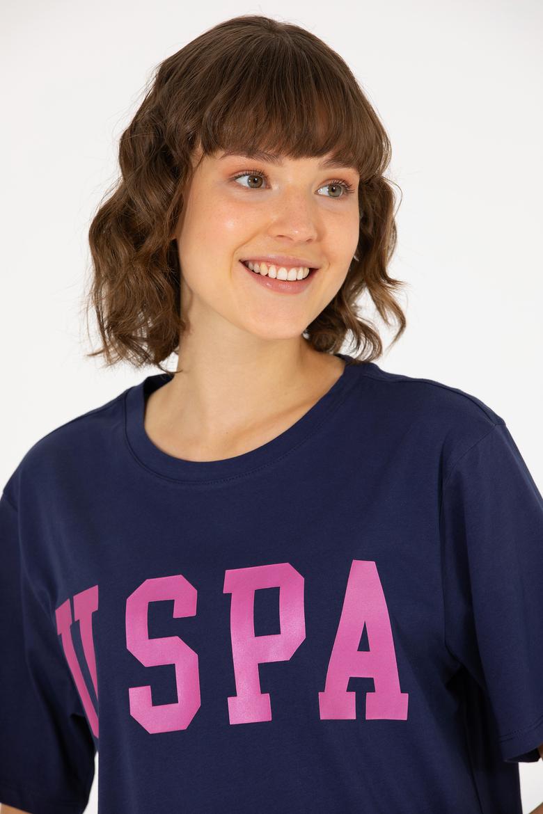 Kadın Lacivert Bisiklet Yaka Basic Tişört - 50262658005