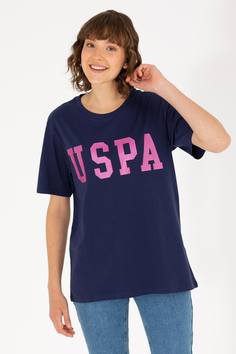 Kadın Lacivert Bisiklet Yaka Basic Tişört - 50262658005