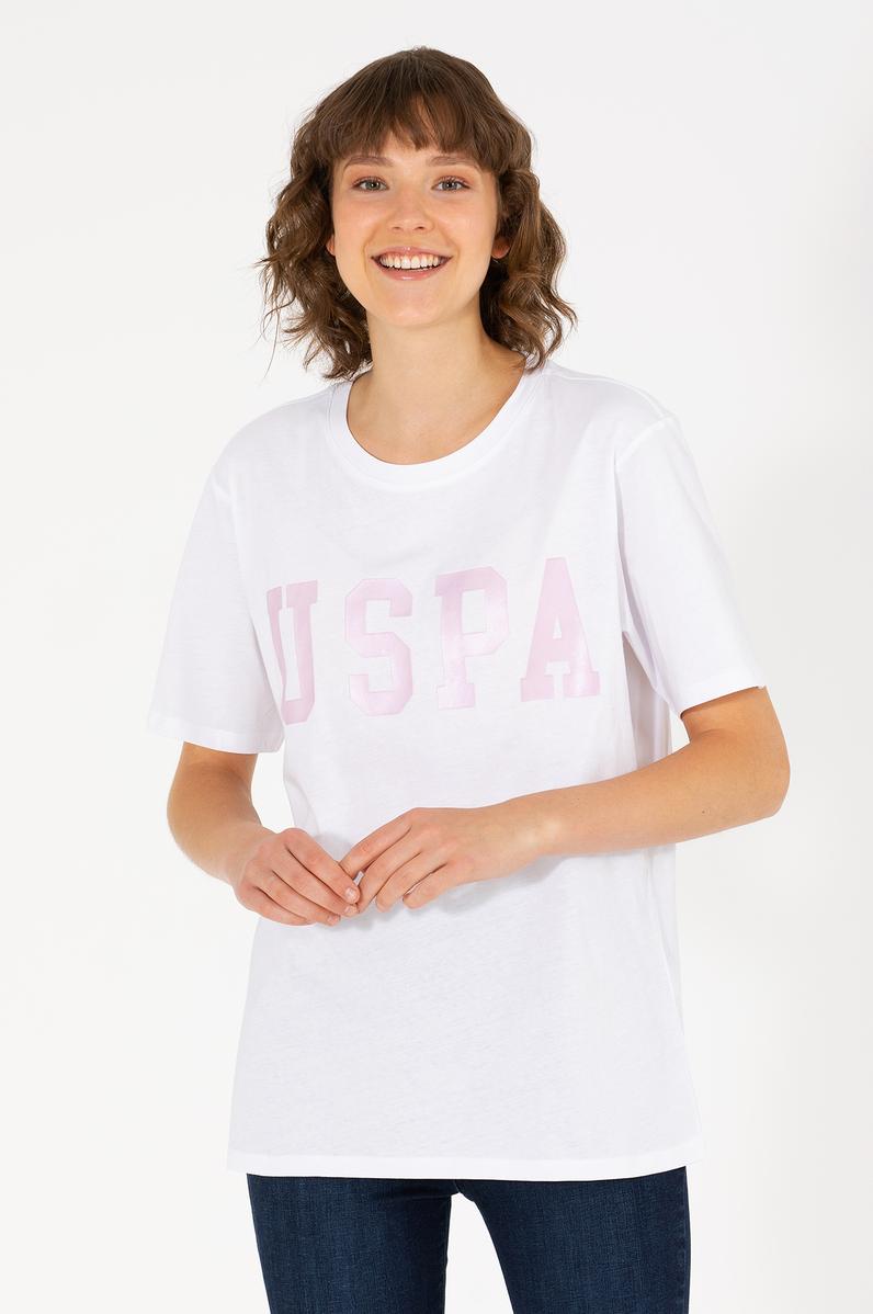 Kadın Beyaz Bisiklet Yaka Basic Tişört