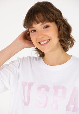 Kadın Beyaz Bisiklet Yaka Basic Tişört - 50262658012