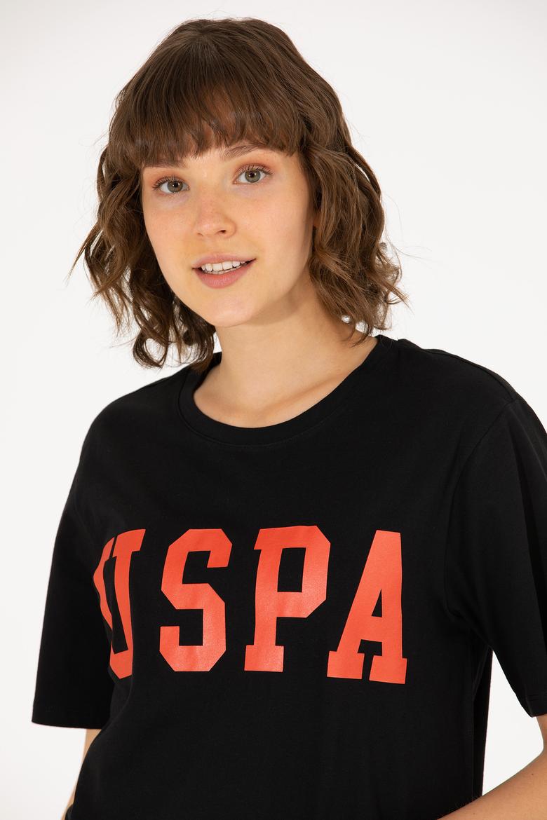 Kadın Siyah Bisiklet Yaka Basic Tişört - 50262658021