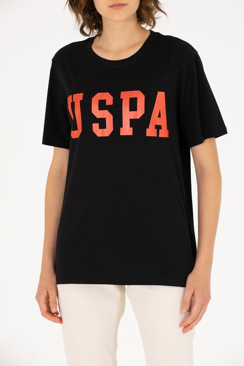 Kadın Siyah Bisiklet Yaka Basic Tişört - 50262658021