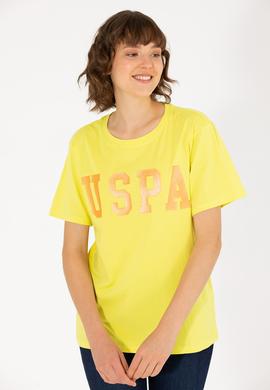 Kadın Neon Sarı Bisiklet Yaka Basic Tişört - 50262658135