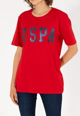 Kadın Kırmızı Bisiklet Yaka Basic Tişört - 50262658147