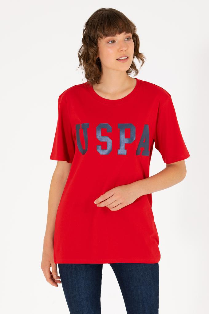 Kadın Kırmızı Bisiklet Yaka Basic Tişört