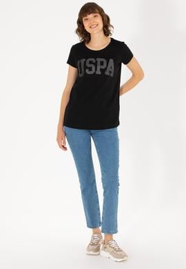 Kadın Siyah Bisiklet Yaka Basic Tişört - 50262670088