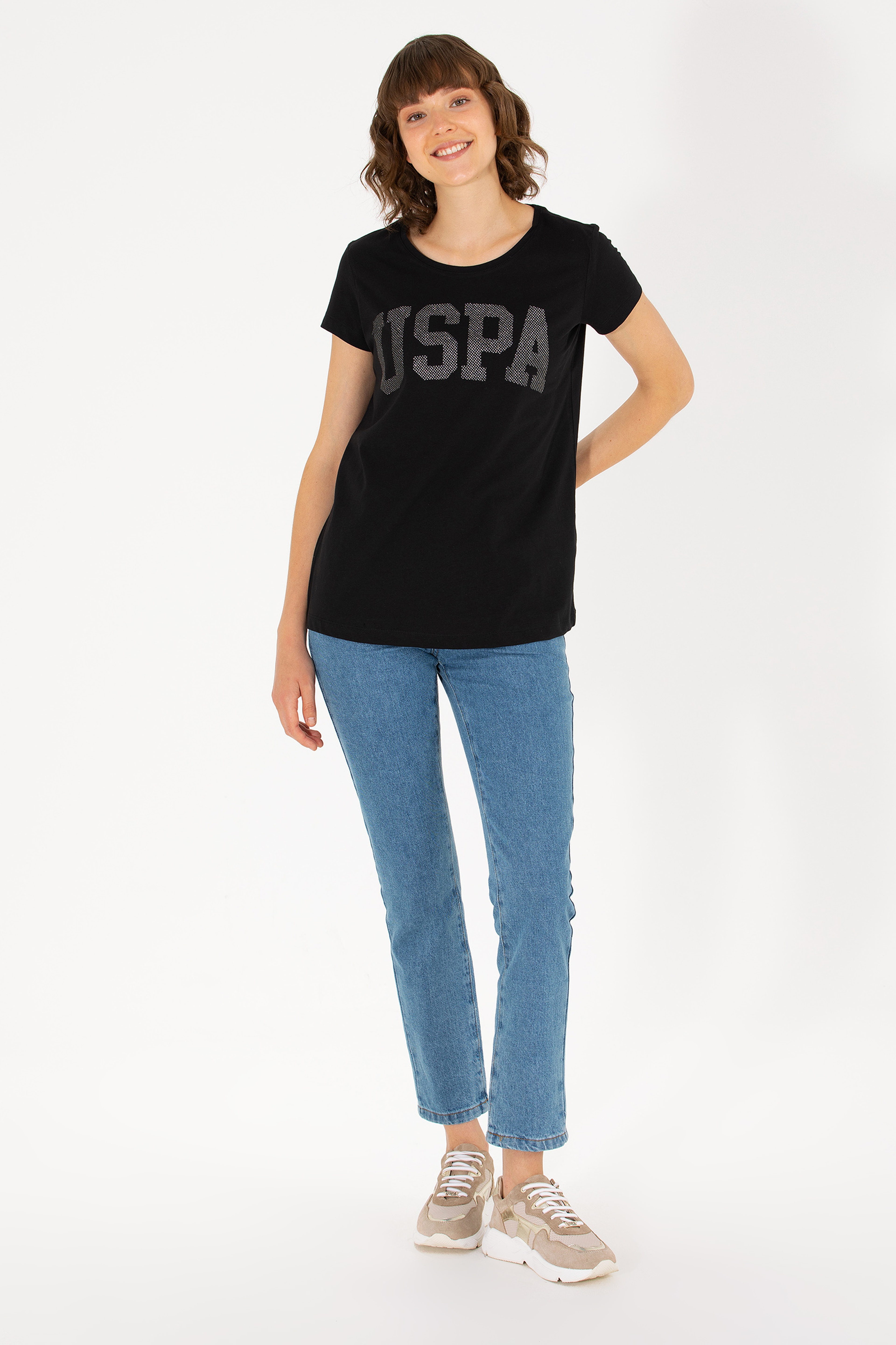 Kadın Siyah Bisiklet Yaka Basic Tişört - Image 3