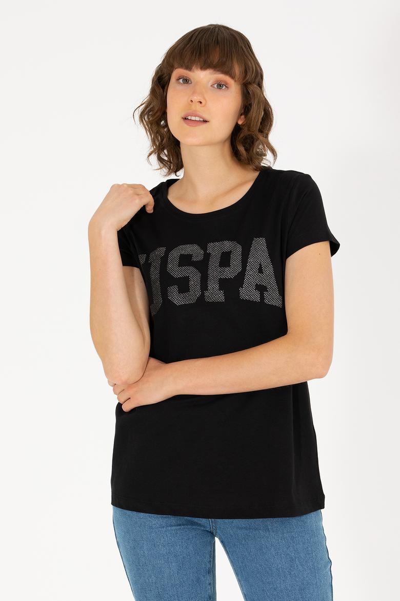 Kadın Siyah Bisiklet Yaka Basic Tişört - 50262670088