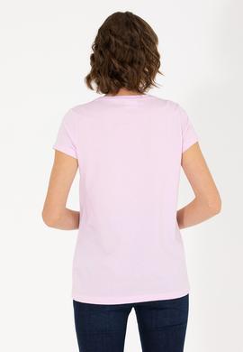 Kadın Manolya Bisiklet Yaka Basic Tişört - 50262670123