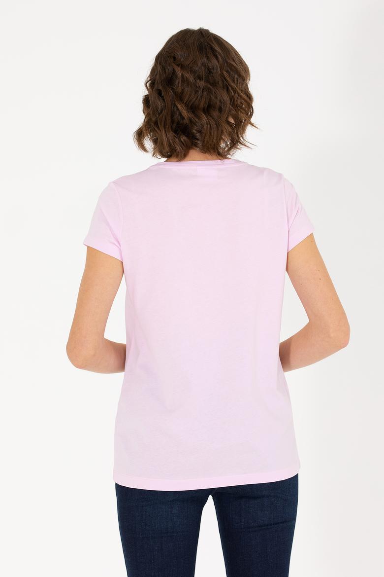 Kadın Manolya Bisiklet Yaka Basic Tişört - 50262670123