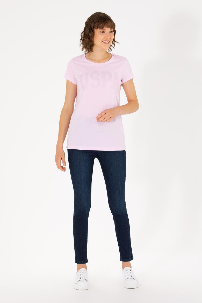 Kadın Manolya Bisiklet Yaka Basic Tişört - 50262670123