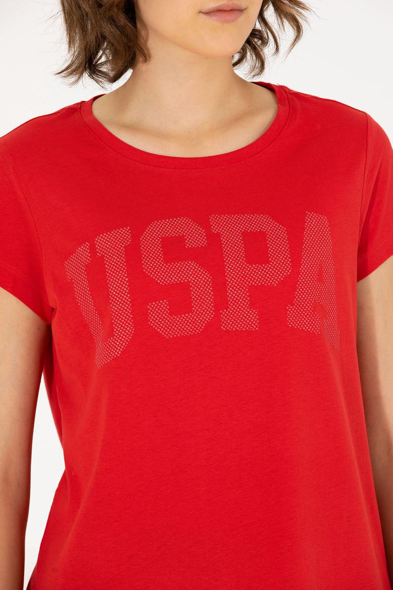 Kadın Kırmızı Bisiklet Yaka Basic Tişört - 50262670173