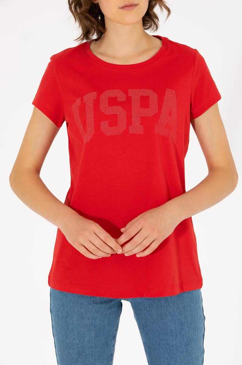 Kadın Kırmızı Bisiklet Yaka Basic Tişört