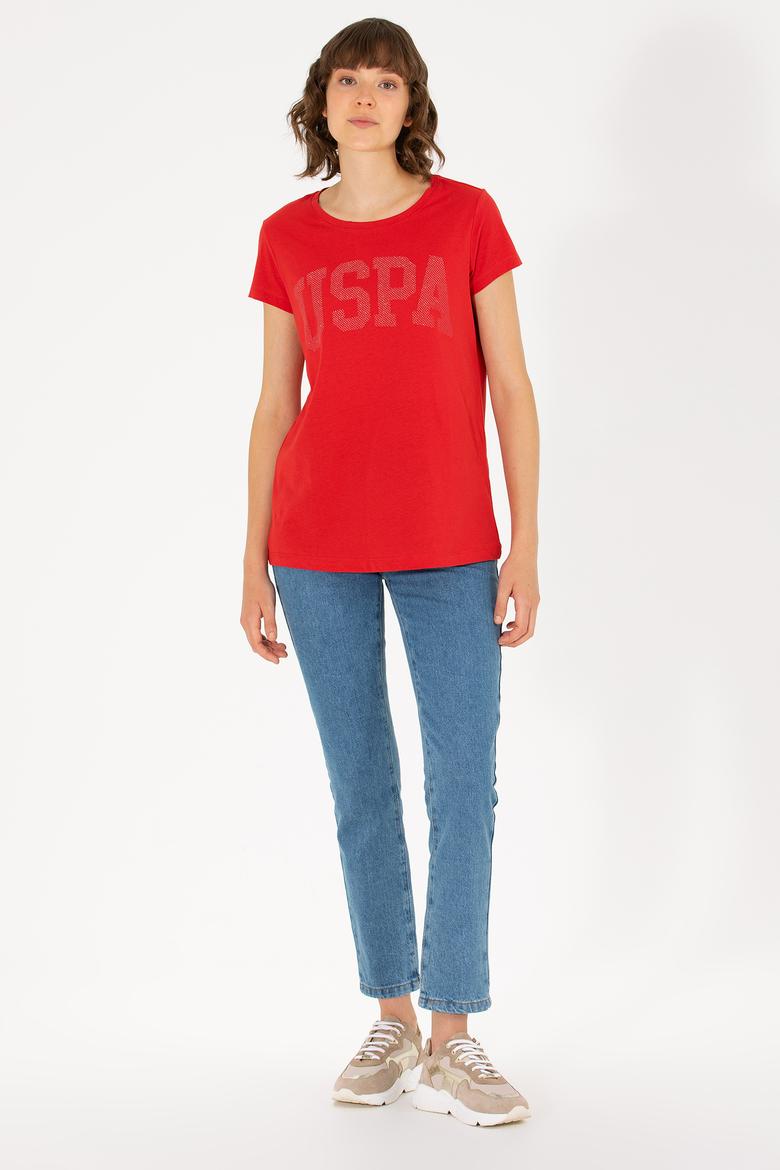 Kadın Kırmızı Bisiklet Yaka Basic Tişört - 50262670176
