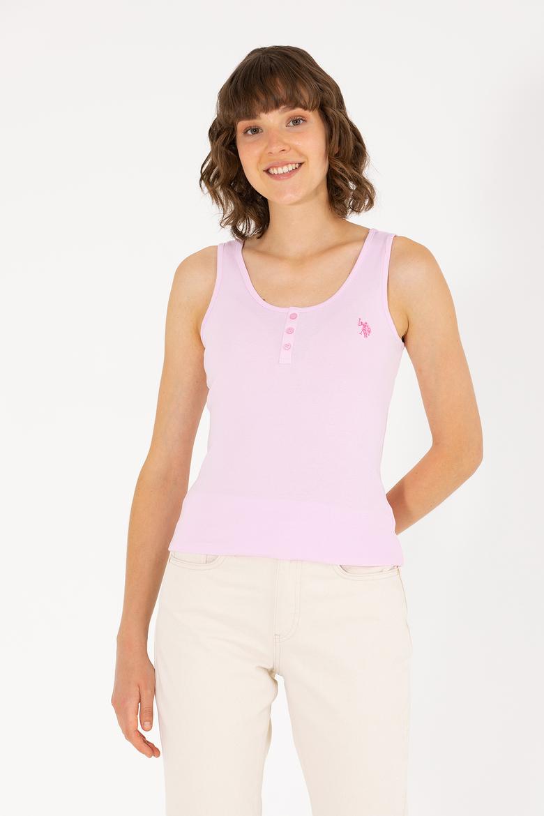 Kadın Manolya Bisiklet Yaka Kolsuz Basic Tişört - 50262673137