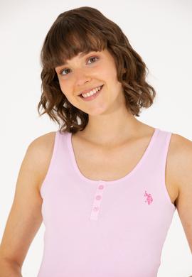 Kadın Manolya Bisiklet Yaka Kolsuz Basic Tişört - 50262673137