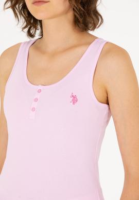 Kadın Manolya Bisiklet Yaka Kolsuz Basic Tişört - 50262673137